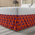 thumbnail image 1 of Magician Bed Skirt, Repetitive Doodle Pattern with Witch and Wizard Hat Halloween Themed, Elastic Bedskirt Dust Ruffle Wrap Around for Bedding Decor, 4 Sizes, Dark Orange Blue Violet, by Ambesonne, 1 of 2