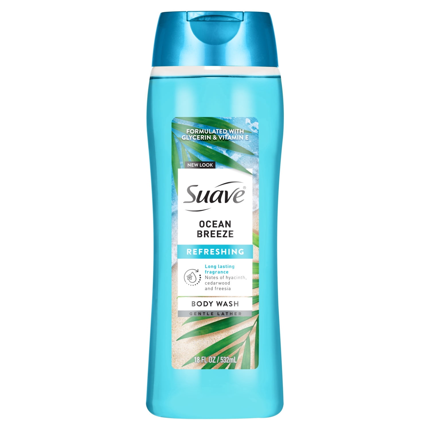 (4 pack) Suave Ocean Breeze Moisturizing Body Wash with Glycerin & Vitamin E, 18 FL OZ