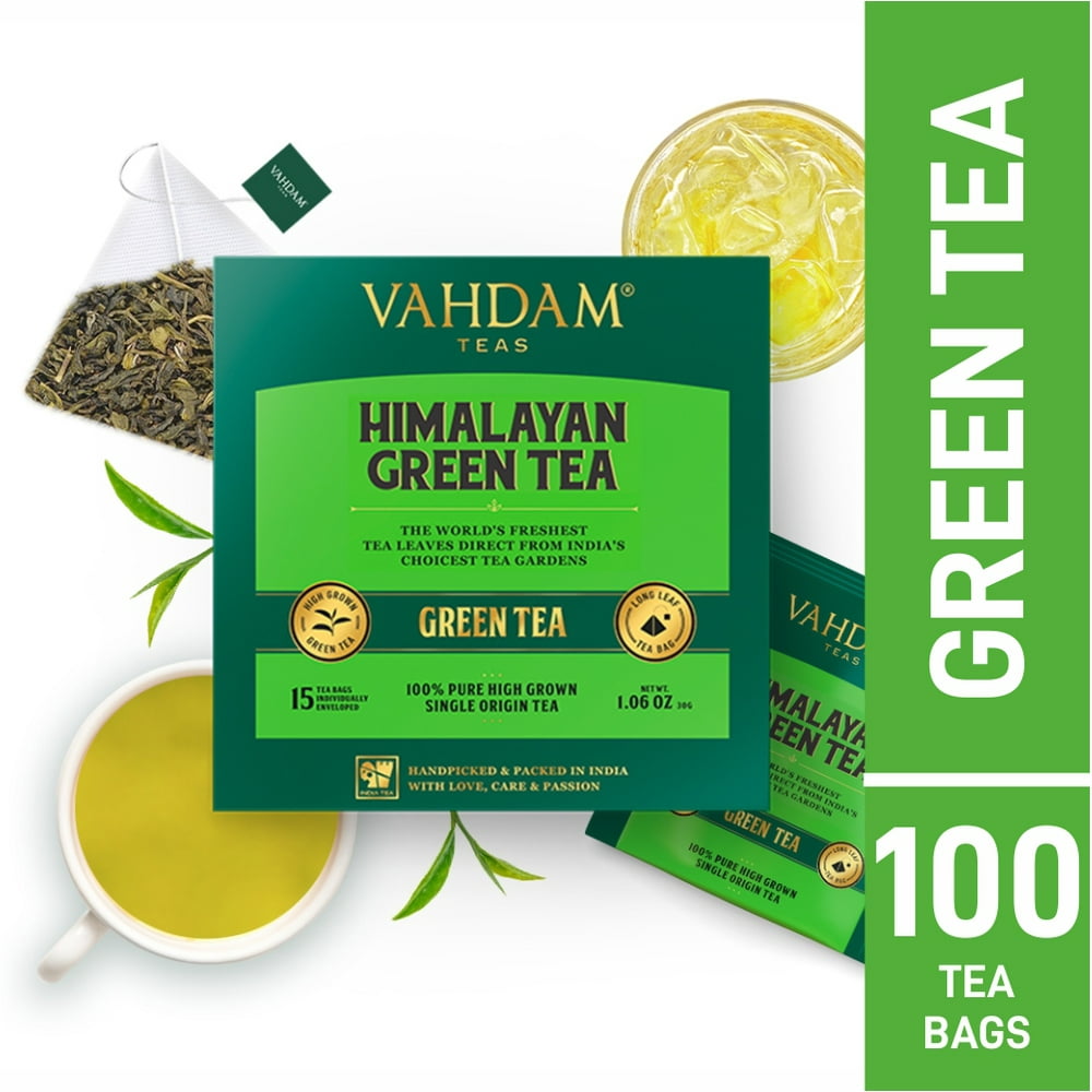 VAHDAM, Organic Green Tea Bags 100 count