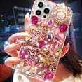 thumbnail image 2 of for iPhone 15 Pro Max Glitter Bling Case, Cute 3D Crown Heart Crystal Rhinestone Diamond Sparkle Shiny Gems Pearl with Wrist Strap Women Girls Phone Case for iPhone 15 Pro Max 6.7 inch (Pink), 2 of 4