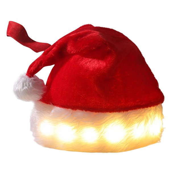 Sombrero de Papá Noel de felpa iluminado, accesorios de disfraces de Navidad, suministros para fiestas navideñas