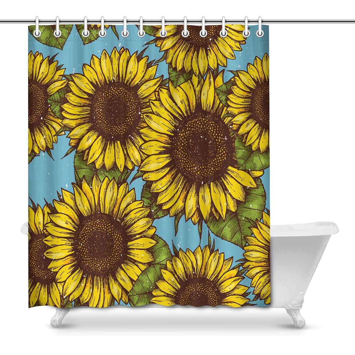 Pop Sunflower Bathroom Decor Shower Curtain Set 66x72 Inch Walmart Canada