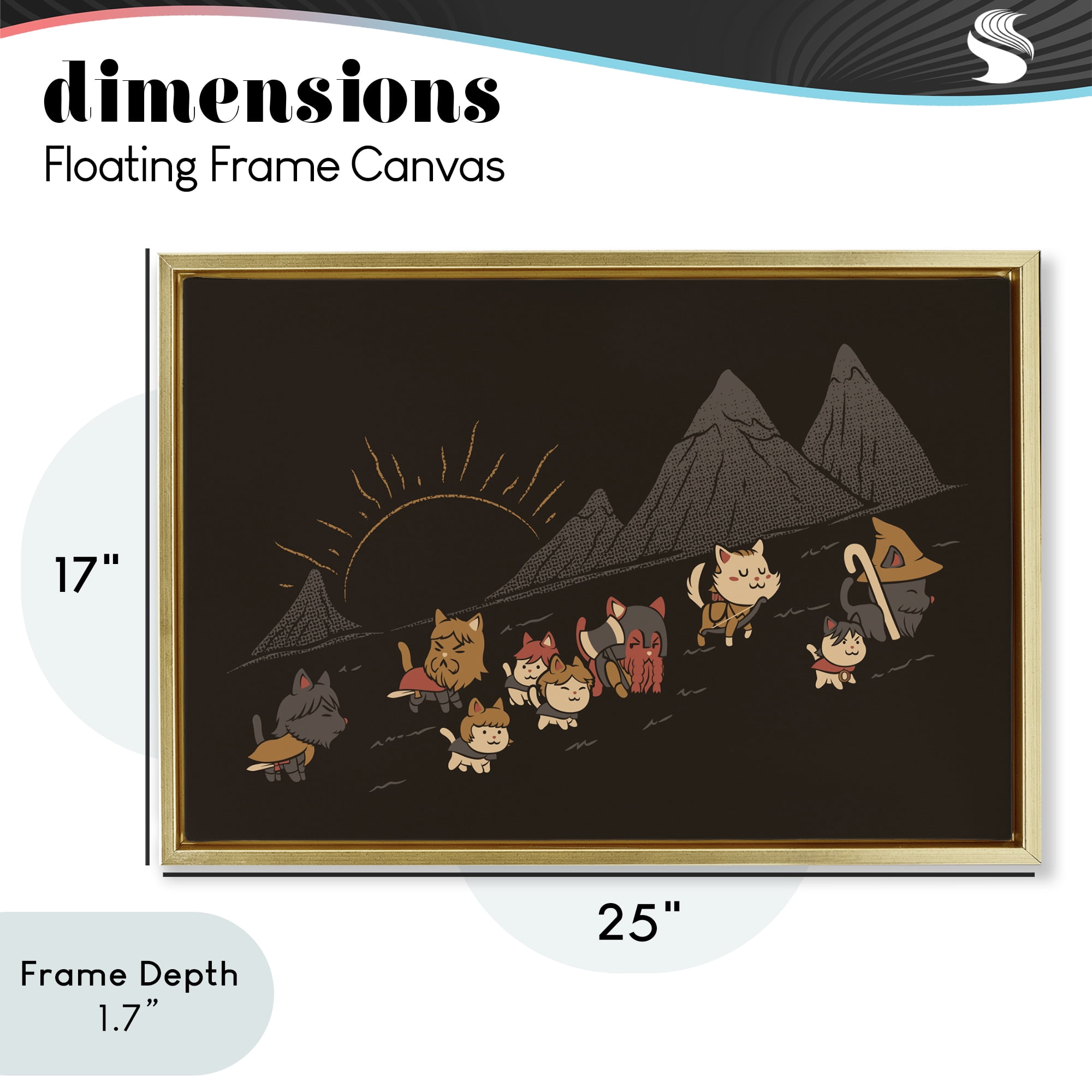 Stupell Industries Iconic Furrowship Of Ring Cats Gold Framed Floater Canvas Wall Art, design by Tobe Fonseca