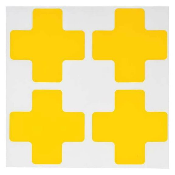 Brady Floor Tape,Yellow,2 inx5 in,Cross,PK20 104469