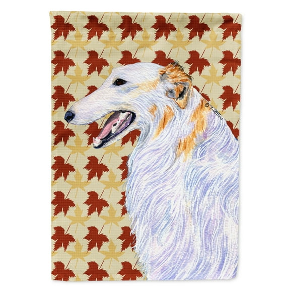 Carolines Treasures SS4381-FLAG-PARENT Borzoi Fall Leaves Portrait Flag  multicolor