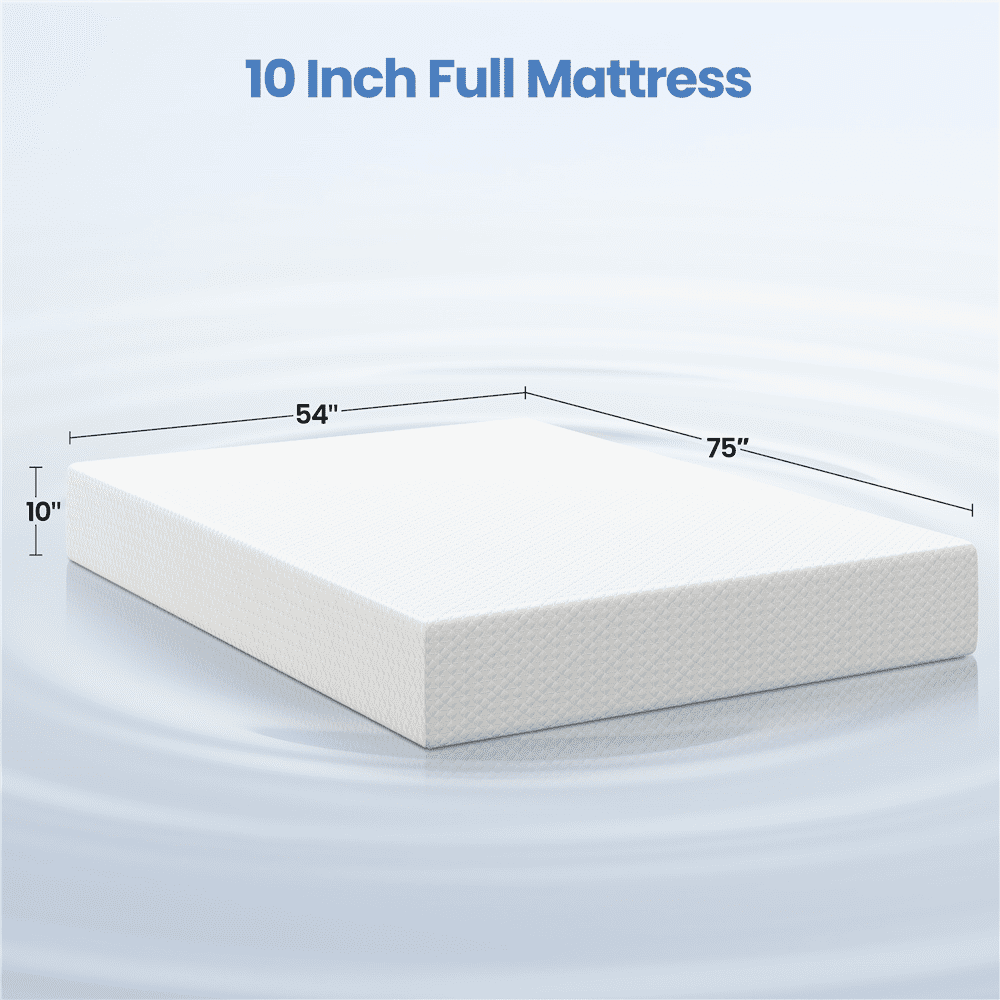 Fullfurnique Gel-Infused Memory Foam Mattress, 10 Inch Full Size, White