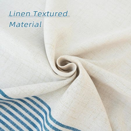 DriftAway Chris Vertical Striped Pattern Linen Blend Lined Thermal Insulated Blackout and Room Darkening Grommet Linen Curtains for Farmhouse Printed, 2 Panels, 52 x 84, Cabana Denim Stripe