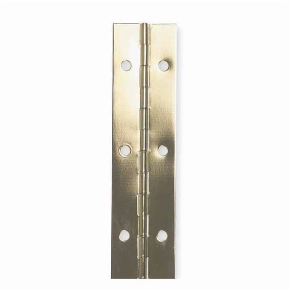 Piano Hinge, Steel, Full Surface Mounting, 3/4 in Leaf W x 72 in Leaf H, Bright Brass