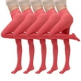thumbnail image 2 of BiZtdJrK 5 Pairs Opaque Pantyhose for Women Solid Color Tight High Waisted Compression Leggings Christmas Gifts for Teen Girls, Watermelon Red, M, 2 of 2
