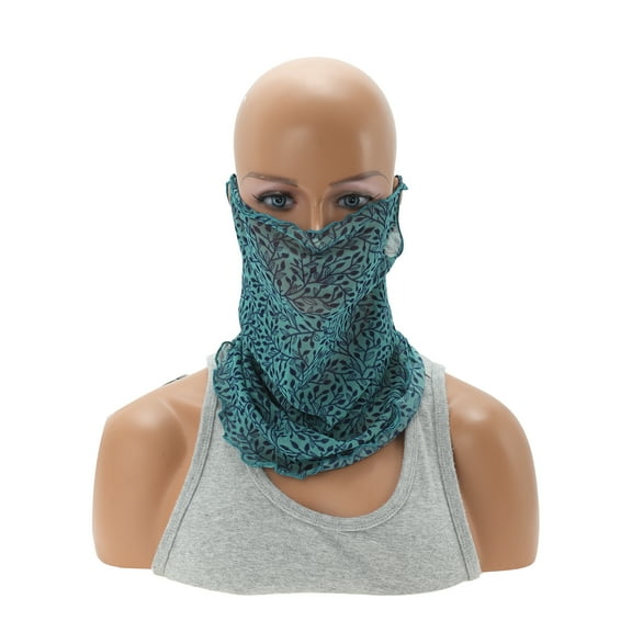 Unique Bargains 1 Pc Neck Gaiter Branch Earloop Scarf Mask Bandana Blue