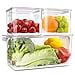 thumbnail image 3 of elabo Food Storage Containers Fridge Produce Saver- 3 Piece Set Stackable Refrigerator Organizer Keeper Drawers Bins Baskets with Lids and Removable Drain Tray for Veggie, Berry, Fruits and Vegetables, 3 of 4