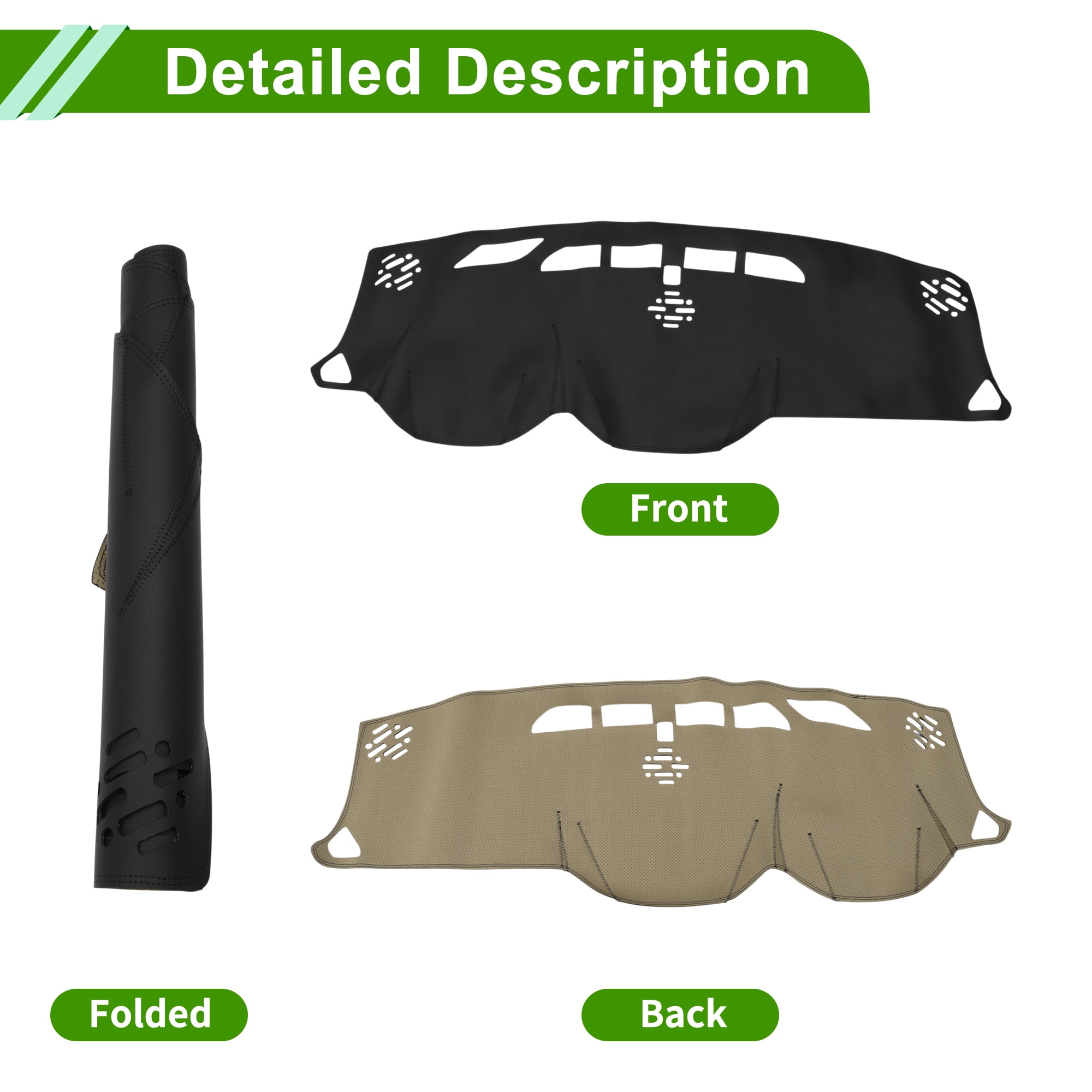 Unique Bargains Leather Dashboard Cover for Chevrolet Traverse 2018-2023 Anti-Slip Sun UV