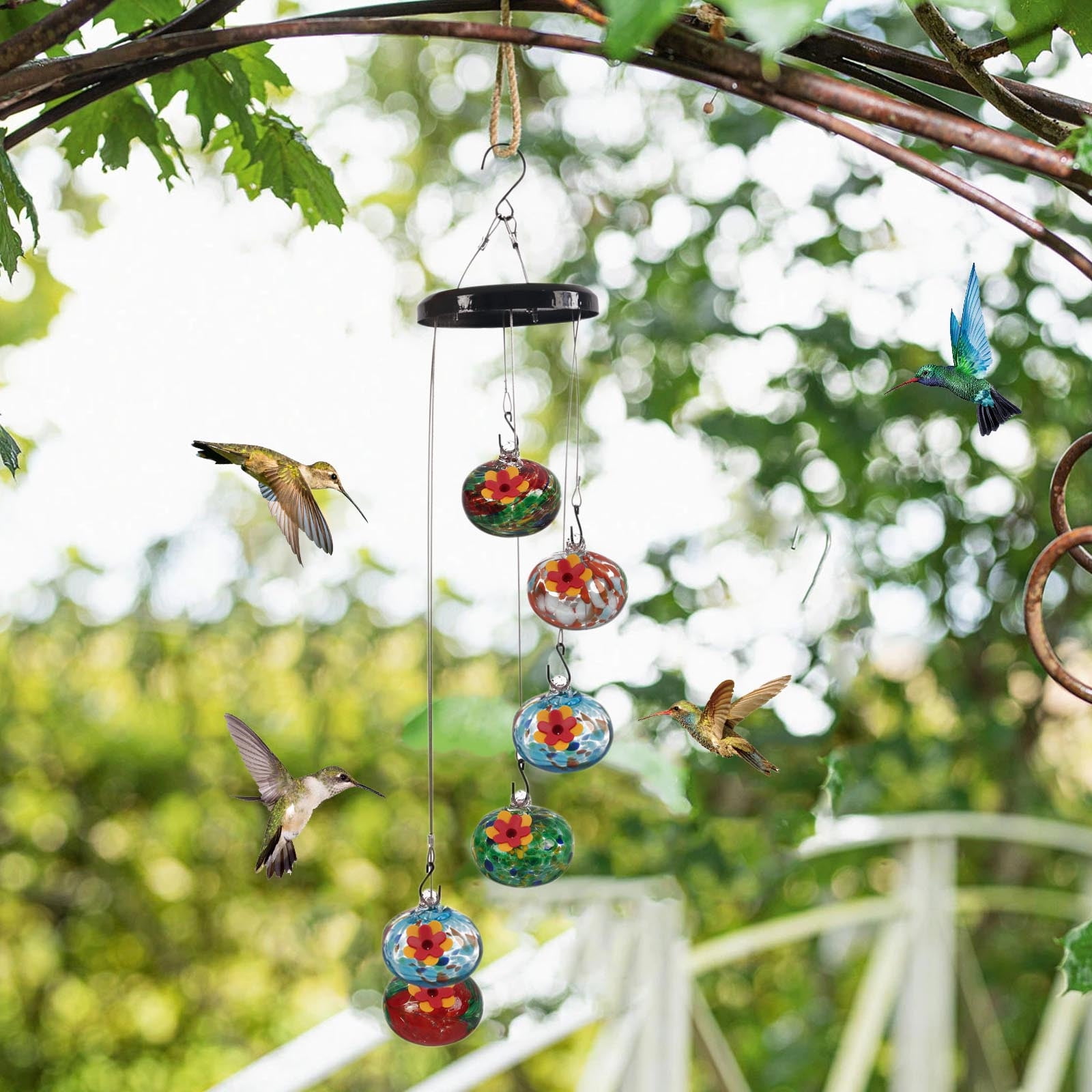 Leak-Proof Hummingbird Feeder for Outdoors, Ant & Bee Resistant with 4 Feeding Ports by PALIFEUR