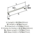thumbnail image 5 of Amerock Cowrie 8-13/16 inch (224mm) Center-to-Center Polished Nickel Cabinet Pull, 5 of 6