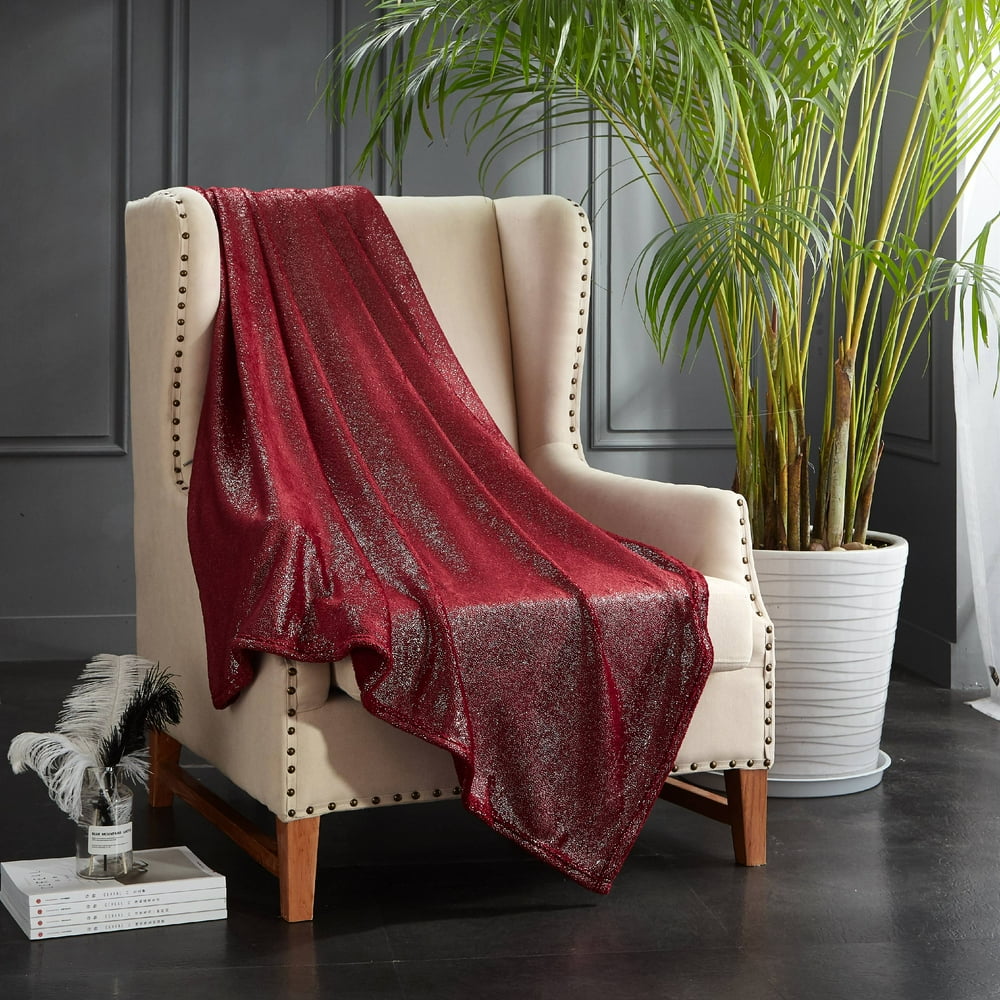Mainstays Royal Plush Glitter Throw Blanket, Red Royal