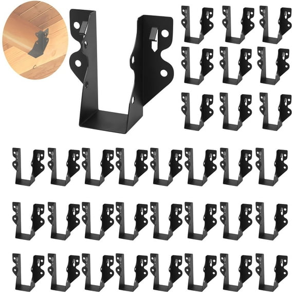 48 Pcs 2x4 Joist Hanger,Q235B Steel Black Powder Coated Face Mount Joist Hangers,Hurricane Ties for Rafters,Tie Brackets for Floor Deck and Ceiling Joists