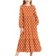 thumbnail image 2 of Vestido infantil de poliéster con estampado de lunares, manga larga, cuello redondo, bolsillos laterales y falda larga., 2 of 6