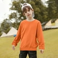 thumbnail image 3 of SuTry Fall Winter Children's Tops Fleece Thickened Sweater Warm Long Sleeve Round Neck Outer Wear for Boys and Girls Casual Capless(Orange#2,13 Years), 3 of 7