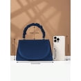 thumbnail image 5 of Women's Ruched Top Handle Handbag Navy Blue Shoulder Bag Elegant Satchel Purse for Party Evening Events, 5 of 7