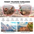 thumbnail image 3 of FEISEDY Vintage Square Polarized Sunglasses Trendy Cateye Ladies Oval Elegant Sun Glasses for Women Men B2760, 3 of 15