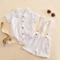 thumbnail image 4 of Tiijoy Newborn Boys Summer Outfits Cotton Short Sleeve Bodysuit Suspenders Shorts Set, Sizes 6-9M, 4 of 8
