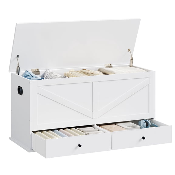 Storage Chest Organizer with 2 Fabric Drawers, Freestanding Dresser Cabinet, Multi‑Purpose Storage Furniture for Bedroom, Living Room, Closet and Entryway