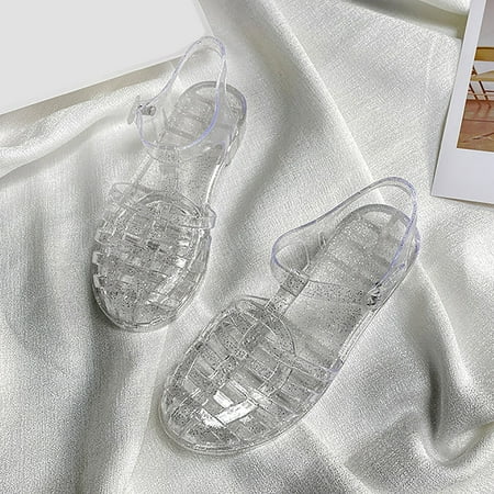 

LIANGP Women s Sandals Summer New Solid Color Hole Fashion Simple Roman Sandals Women s Shoes White Size 7