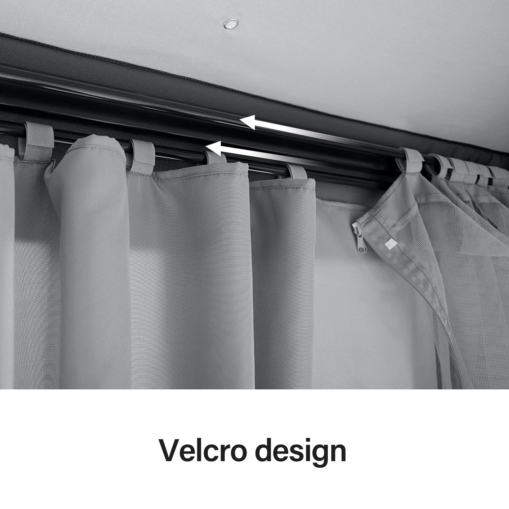 LAUSAINT HOME 10'x13' Gazebo Replacement Privacy Curtains with Zipper and 4-Panels Side Wall Universal Replacement for Backyard, Garden, Lawn, Gray