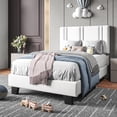 thumbnail image 1 of Honfach Twin Bed Frame, Velvet Upholstered Platform Bed Frame, Solid Wood Slats & Heavy Duty Feet Support, No Box Spring Needed, Noise-Free, Easy Assembly, White, 1 of 8