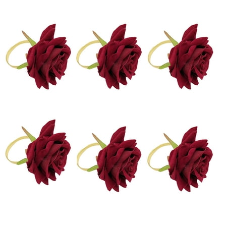 

VEAREAR Exquisite Party Supplies 6Pcs/Set Stylish Napkin Ring Visual Effect Alloy Creative Rose Shape Napkin Clip for Kitchen