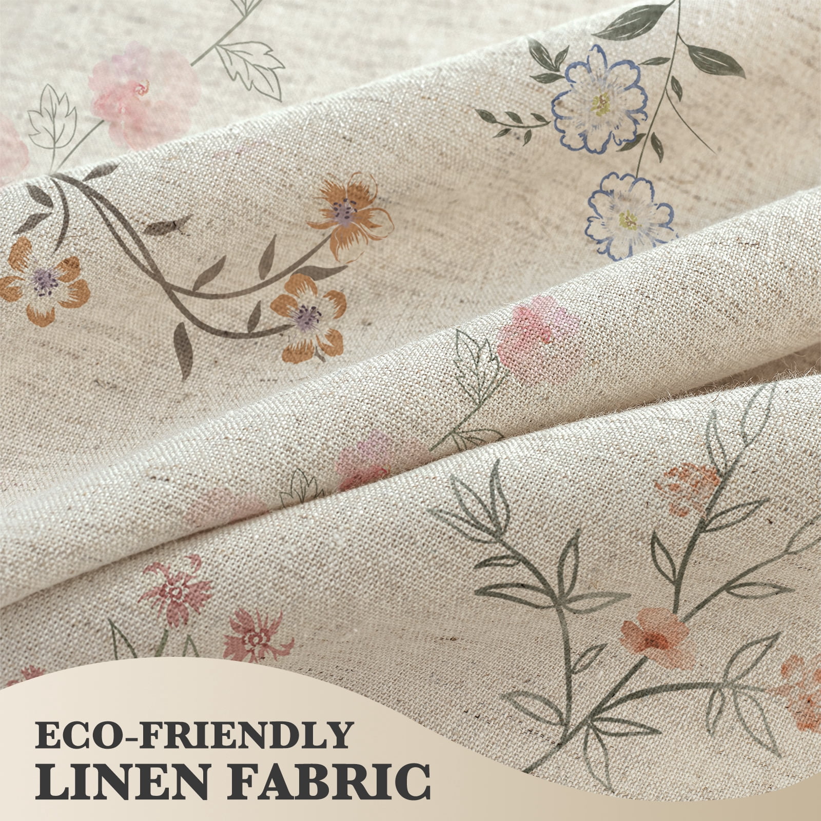 Seasonwood Floral Shower Curtain,French Country Fabric Shower Curtain for Bathroom Decor,12 Hooks,Beige,72"x72"