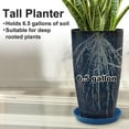 thumbnail image 7 of 2Pack 21" Round Tall Planter, Modern Large Flower Pot Resin Vase for Indoor/Outdoor Front Door, Balcony, Garden Patio Deck - Navy Blue, 7 of 7