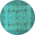 thumbnail image 1 of Ahgly Company Indoor Round Oriental Turquoise Blue Industrial Area Rugs, 7' Round, 1 of 4