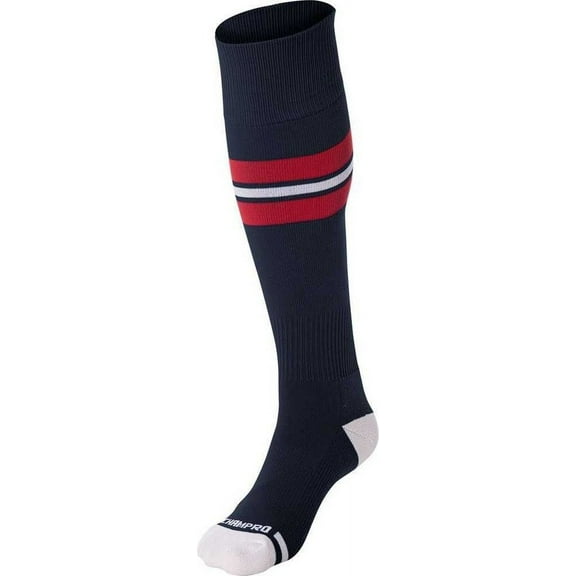 Champro AS3 Striped Baseball Knee High Socks - Navy Scarlet White