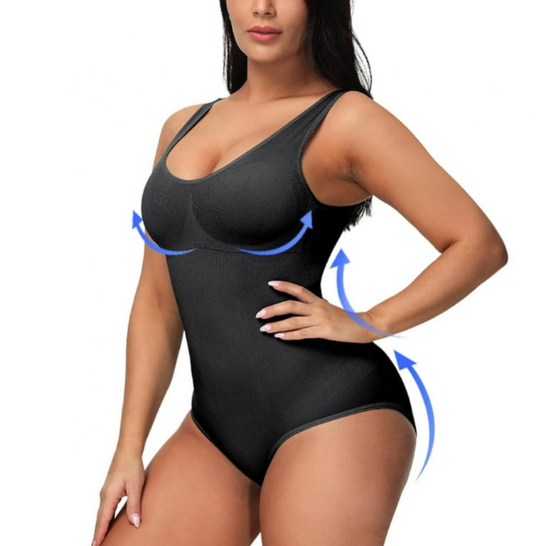 Monfince Women Seamless Waist Trainer Full Body Shaper Tummy Control  Shapewear Deep V Neck Bodysuit, Brown, M 