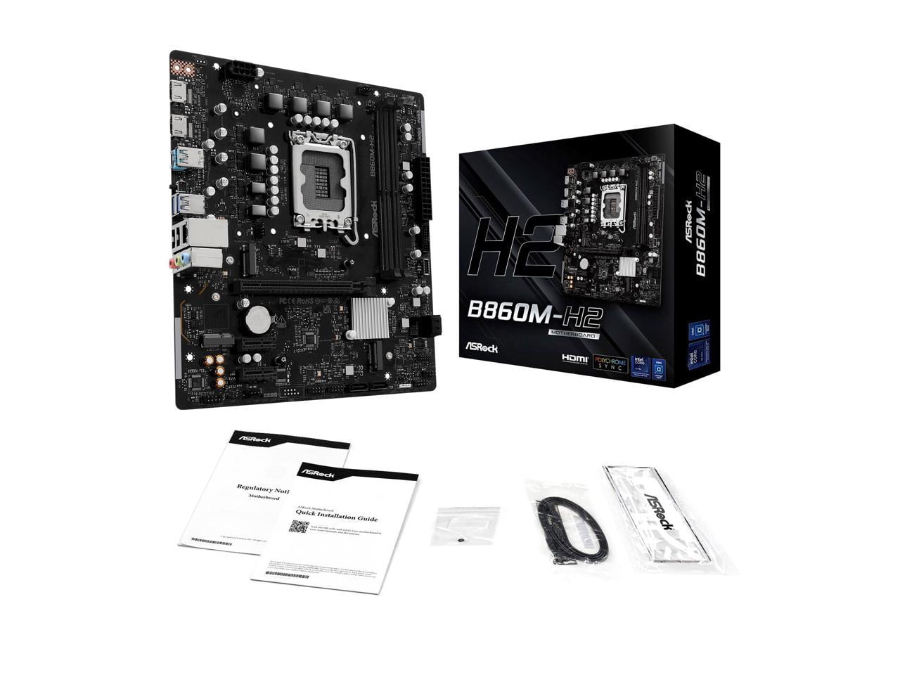 ASRock B860M-H2 LGA 1851 Intel B860 SATA 6Gb/s Intel Core Ultra DDR5 Micro ATX Motherboard