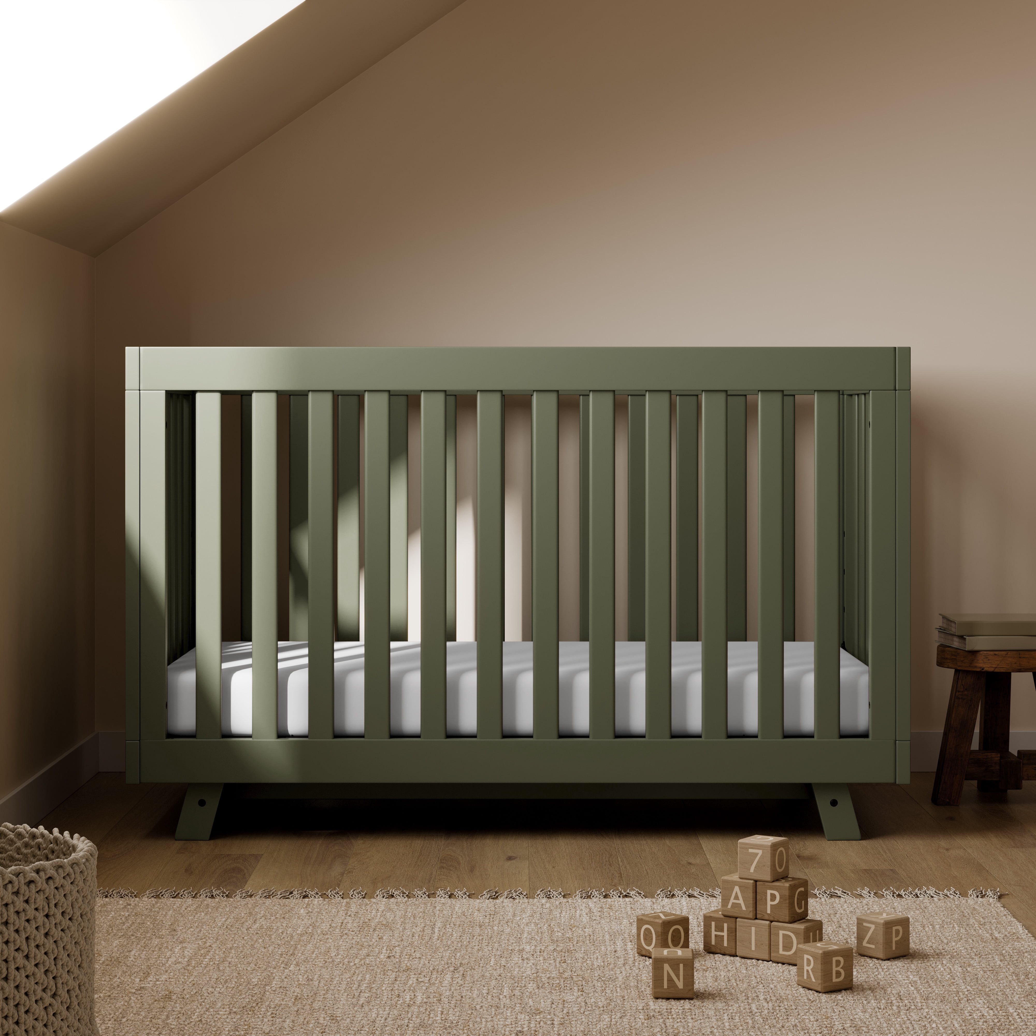 Storkcraft Beckett 3-in-1 Convertible Baby Crib, Olive