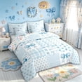 thumbnail image 2 of Meiyoeat Kawaii Bow Cherry Plaid Twin Bedding Sets for Boys Girls, Blue Kawaii Ribbon Bedding Comforter Set, Colorful Star Reversible, 7-Piece, 2 of 6