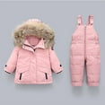 thumbnail image 2 of ZCFZJW Baby Boys Girls Snowsuit Toddler Winter Outfit Sets Kids Hooded Thickened Puffer Down Jacket Coat and Ski Bib Pants Two Pieces Ski Suit(Pink,4-5 Years), 2 of 5