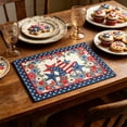 thumbnail image 4 of Cififendec 4th of July Patriotic Placemat, 17.72"×11.81", Red White Blue Striped Border Heat-Resistant Table Mat for Independence Day, Memorial Day & Holiday Dinner Decor, 4 of 5