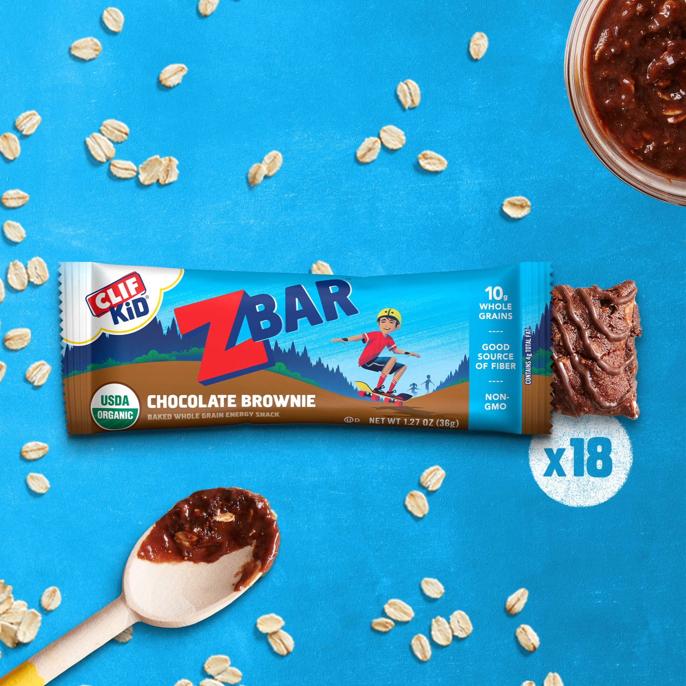 (4 pack) Zbar Chocolate Brownie Soft-Baked Energy Snack Bars, Organic Granola Bars, Snacks for Kids, 18ct