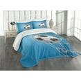thumbnail image 3 of Ambesonne Soccer Quilted Bedspread Set 3 Pcs, Goal Ball in the Net, King Size, Blue Pale Grey Black, 3 of 5