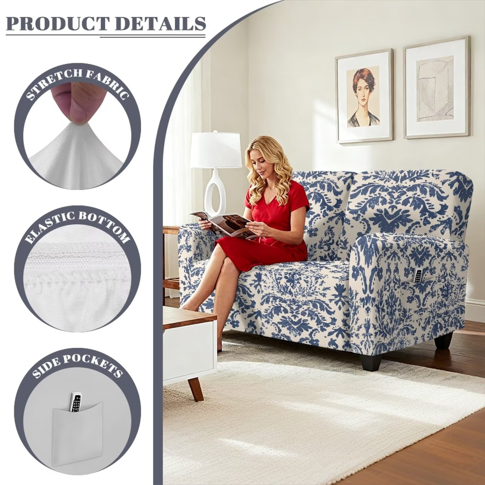Yuyamidu Boho Loveseat Recliner Covers 2 Seater Mandala Flower Reclining Sofa Covers with Elastic Edge Easy to Install Recliner Loveseat Slipcover Gift for Friends