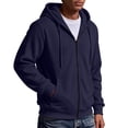 thumbnail image 6 of Hearthz Fleece Hoodie Men Oversized Full Zip Up Hoodie Sweatshirts for Men Drawstring Fall Winter Warm Jacket with Hoodie for Men Navy S, 6 of 8
