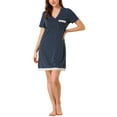 thumbnail image 2 of INSPIRE CHIC Women's Lace Short Sleeve V Neck Soft Sleepwear Polka Dots Nightgowns Blue Medium, 2 of 7
