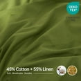 thumbnail image 2 of Simple&Opulence Linen Sheet Set-Linen Cotton Blend Bedding set-3 Pieces (1 Flat Sheet,1 Fitted Sheet&1 Pillowcase)-Soild Color Collection,Soft & Cozy,Cooling Bedding- Twin Size, Forest Green, 2 of 9