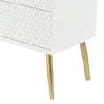 thumbnail image 6 of DecMode 32" x 32" White Wooden Geometric 3 Drawer Chest with Gold Metal Legs, 1-Piece, 6 of 15