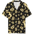 thumbnail image 3 of PRIYAL Golden Bitcoin Mens Short Sleeve Pajama Set Satin Silk Sleepwear 2 Piece Pjs Loungewear, 3 of 6