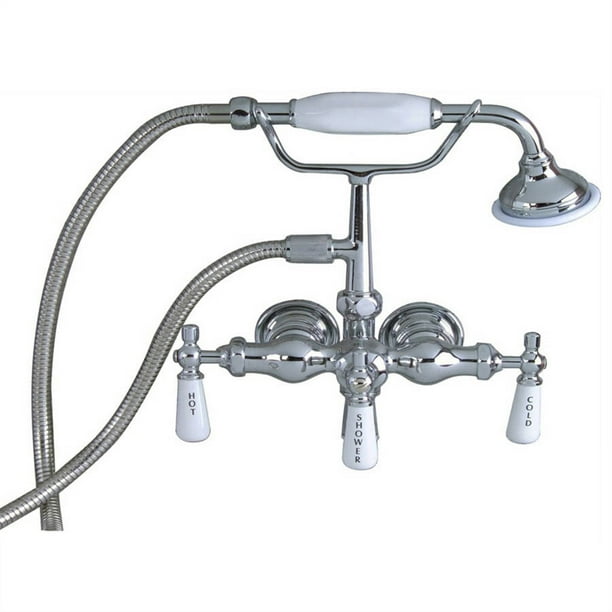 Barclay Leg Tub Wall Mount Faucet with Old Style Spigot and Hand Shower ...