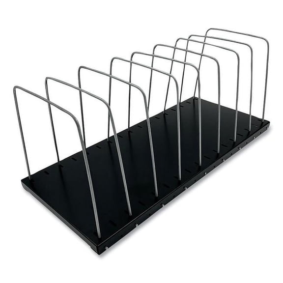Letter Size 8 Sections Steel Wire Vertical File Organizer, Black & Metal Gray